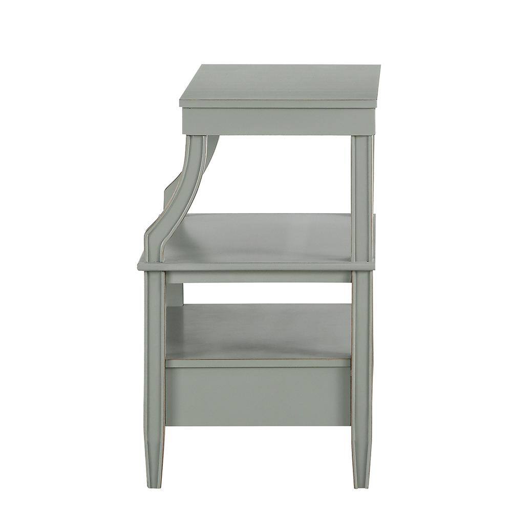Newton Antique Gray Wood Nightstand with Storage Drawer and Pull-Out Tray