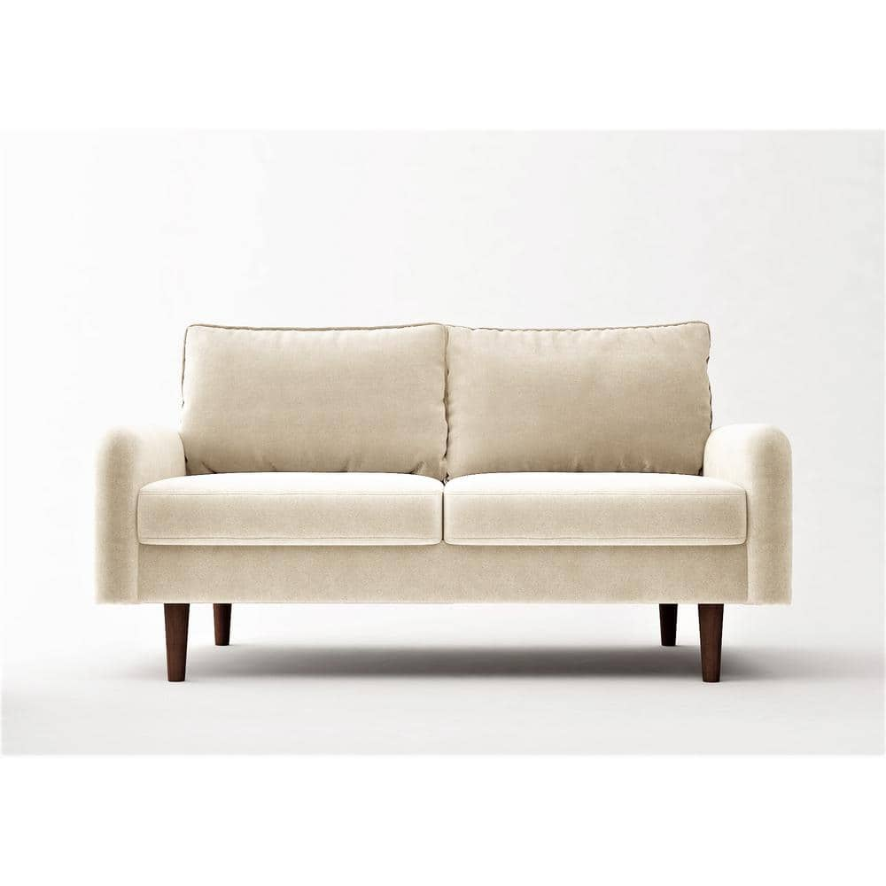 US Pride Furniture Vivo 57.8 in. Beige Velvet 2-Seater Loveseat with ...