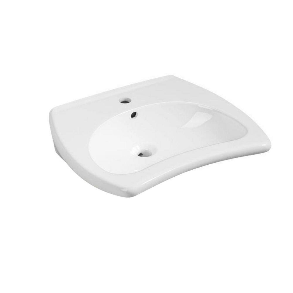 24 in Wall-Mounted Rectangular Bathroom Sink in Glossy White ADA Compliant Barrier-Free Lavatory Vessel Ceramic Sink price history on PriceWatchPro