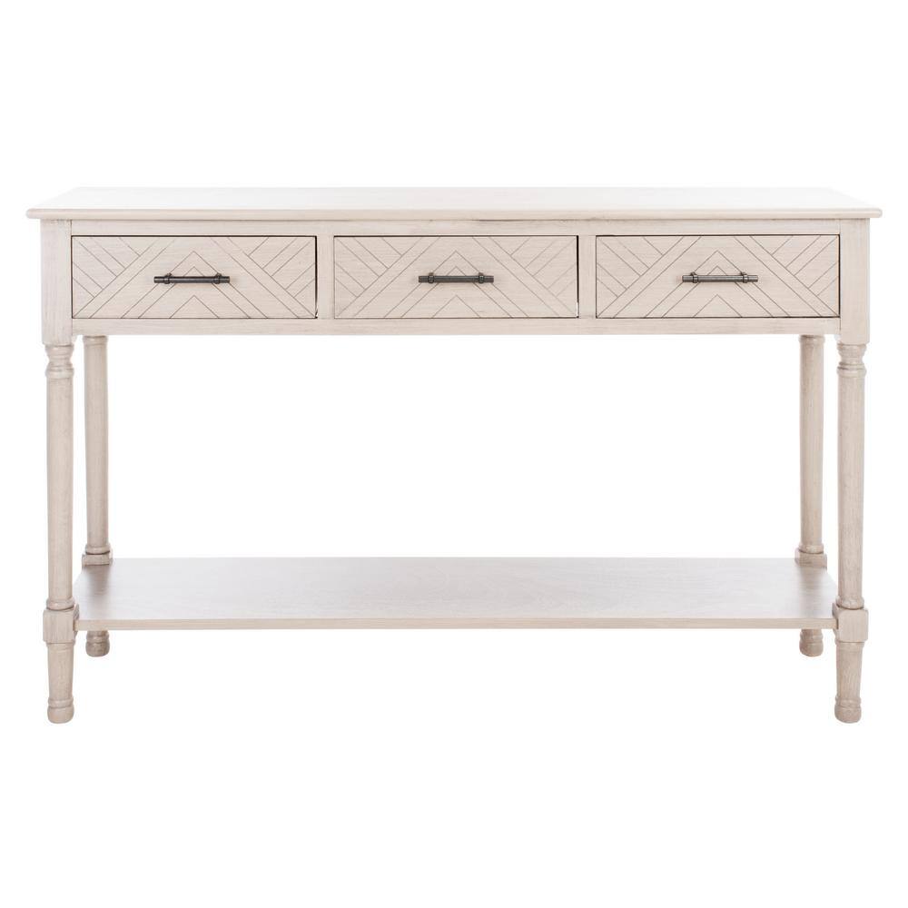 SAFAVIEH Peyton French Greige Wood Console Table with Drawer (47.3 in. W x 13 in. D x 29.5 in. H