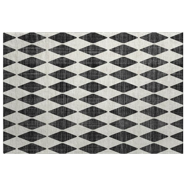 Dream Shag Premium Machine Washable Abstract ADS578 Black 2 ft. x 3 ft. Accent Rug