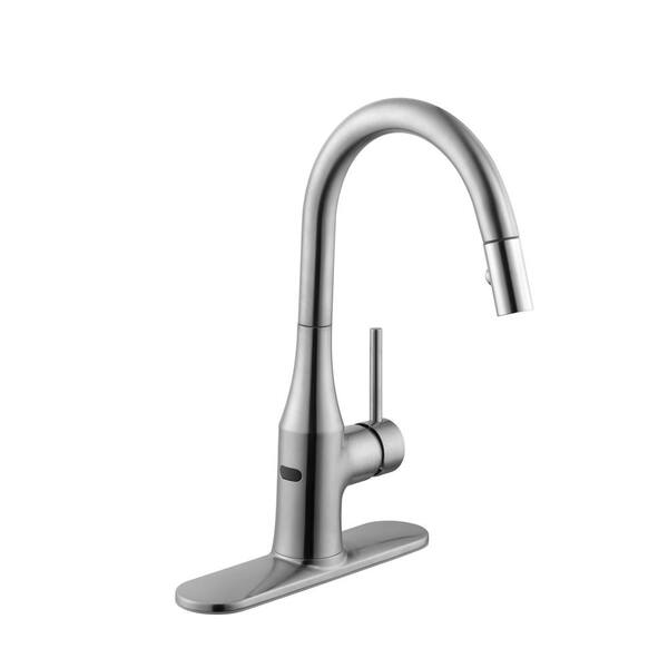 Schon Modern Single-Handle Pull-Down Sprayer Kitchen Faucet in Stainless Steel