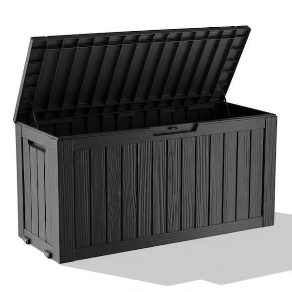 72 Gallon Black Waterproof Resin Deck Box with Wheels for Patio Cushions, Gardening Tools, Accessories