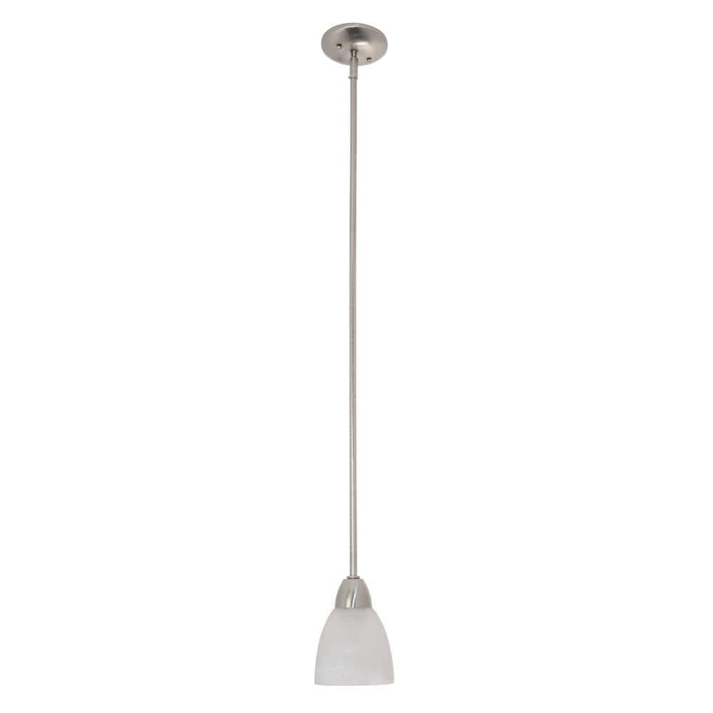 Brushed Nickel Mini Pendant Light with Alabaster Glass Shade