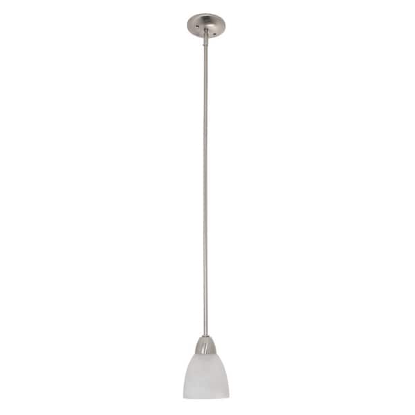 Designers Fountain - Torino 60-Watt 1-Light Brushed Nickel Transitional Mini Pendant Light with Alabaster Glass Shade and No Bulbs Included