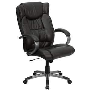 Hansel High Back Faux Leather Swivel Ergonomic Executive Chair in Espresso Brown with Arms