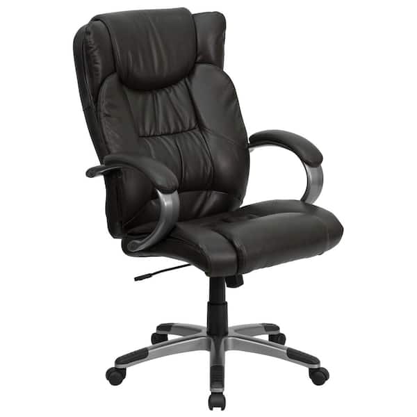 Flash Furniture Hansel High Back Faux Leather Swivel Ergonomic Executive Chair in Espresso Brown with Arms
