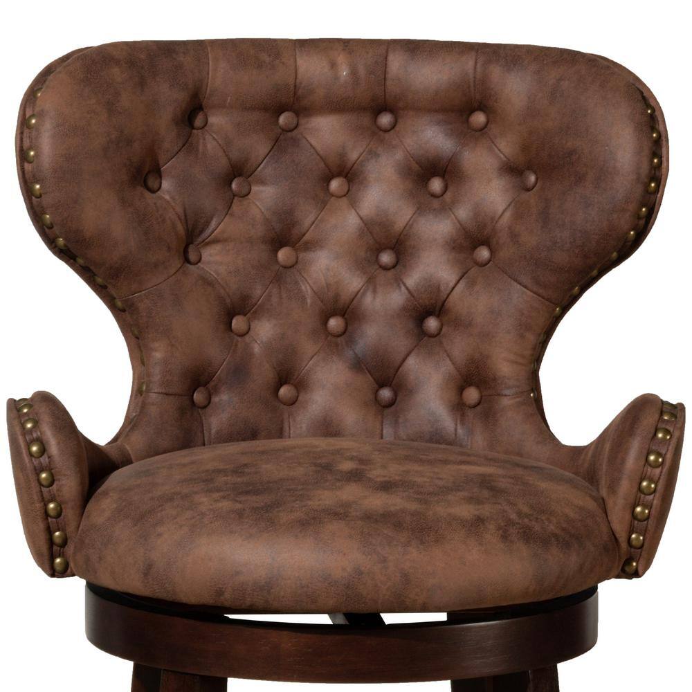 Mid-City 26" Brown Faux Leather Swivel Counter Stool