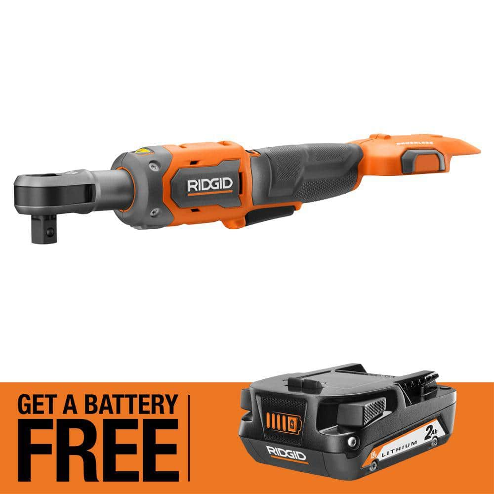 RIDGID 18V Brushless Cordless 1/2 in. Ratchet with FREE 2.0 Ah Lithium-Ion Battery