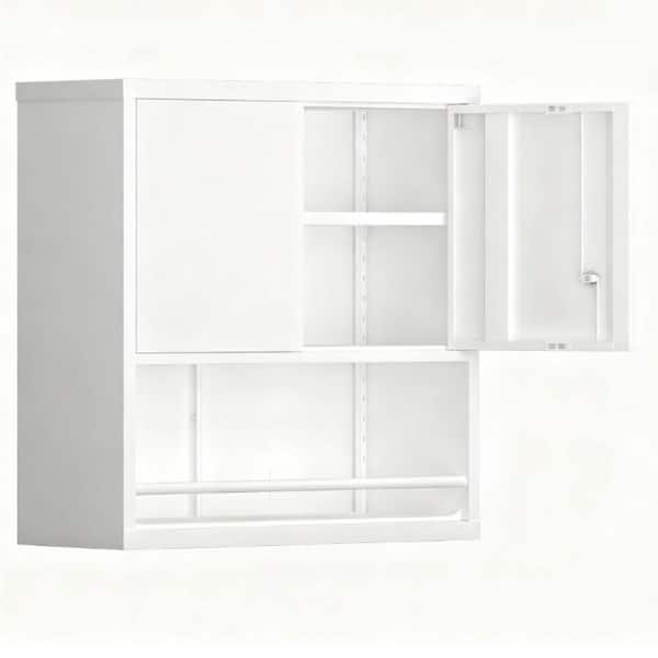 30 in. W x 30.71 in. H White Rectangular Metal Recessed or Surface Mount Medicine Cabinet with 2 Door,Adjustable Shelves