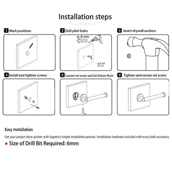 ATKING Wall Mounted Single Arm Tissue Holder Stainless Steel 