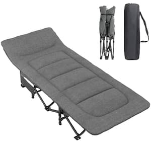 75 in. Oxford Fabric Portable Folding Sleeping Cot with Cushion, Pillow and Carry Bag