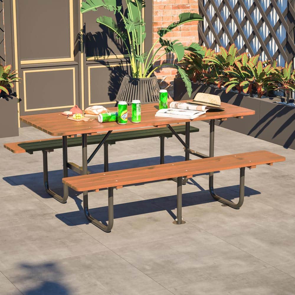72” Rectangular Picnic Table for 6, Umbrella Hole, Waterproof for Garden price history on PriceWatchPro