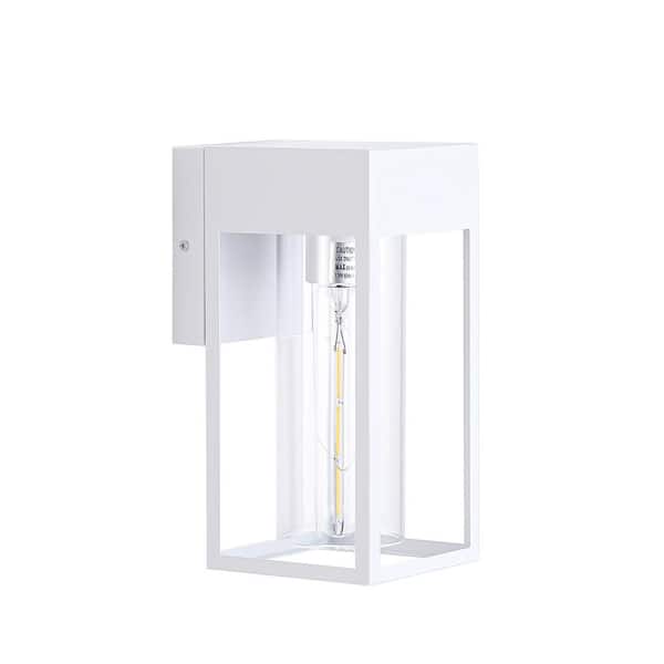 10.2 in. White Modern Porch Lights Outdoor Hardwired Wall Lantern Sconce with No Bulbs Included (1-Pack)