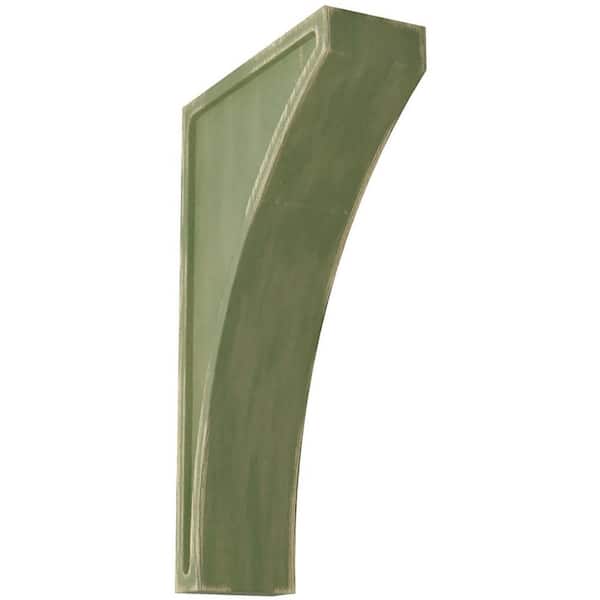 Ekena Millwork 3 in. x 14 in. x 8-1/2 in. Restoration Green Jumbo Lawson Wood Vintage Decor Corbel