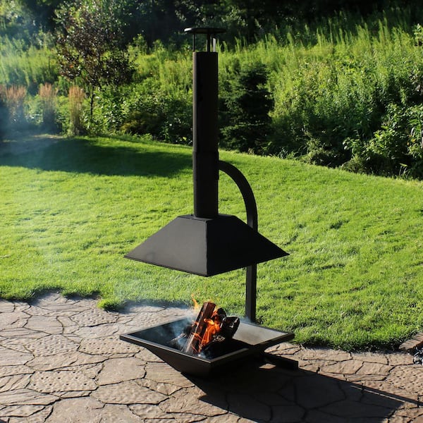 Sunnydaze Decor 80 In. Black Steel Outdoor Wood-Burning Modern Backyard  Chiminea Fire Pit Rcm-535 - The Home Depot