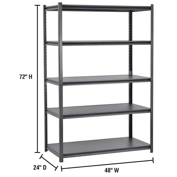 Muscle Rack 5-Tier Heavy Duty Steel Garage Storage Shelving Unit in Black  (48 in. W x 72 in. H x 24 in. D) UR-245PBB - The Home Depot