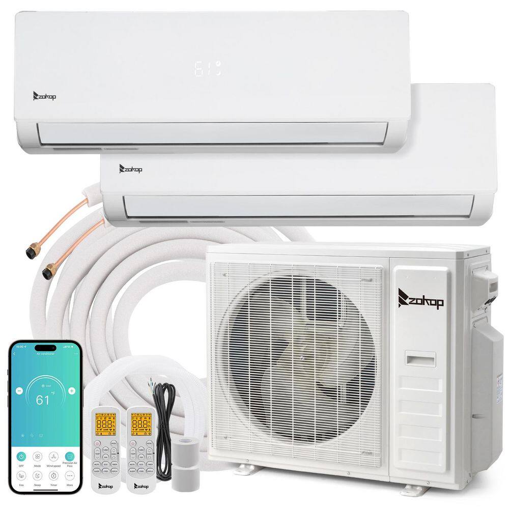 20 SEER2 38,000 BTU 3-Ton 2-Zone WiFi Ductless Mini Split Air Conditioner with Heat Pump 18K pLus 18K price history on PriceWatchPro