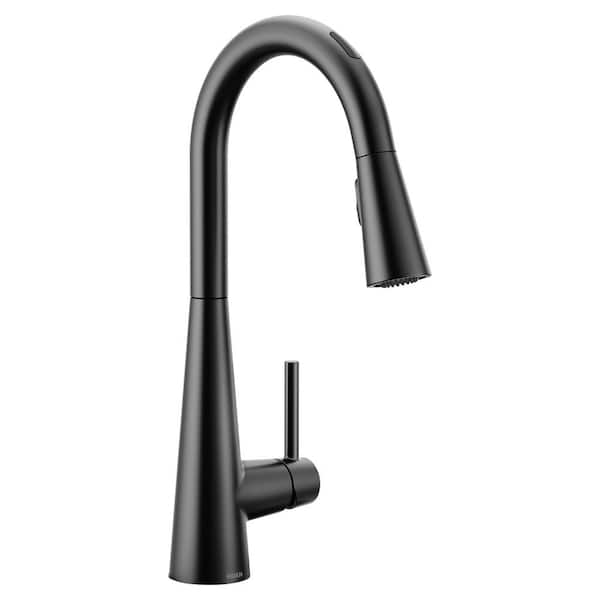 MOEN Sleek Single-Handle Smart Touchless Pull Down Sprayer Kitchen Faucet with Voice Control and Power Clean in Matte Black