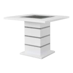 Elizaveta 47 in. White High Gloss Wood Top Counter Height Table (Seats 4)