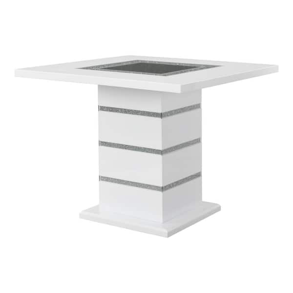 Acme Furniture Elizaveta 47 in. White High Gloss Wood Top Counter Height Table (Seats 4)
