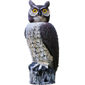 Rotating Head Owl Decoy - 18 in. 360° Spin Scarecrow Bird Natural Pest Control