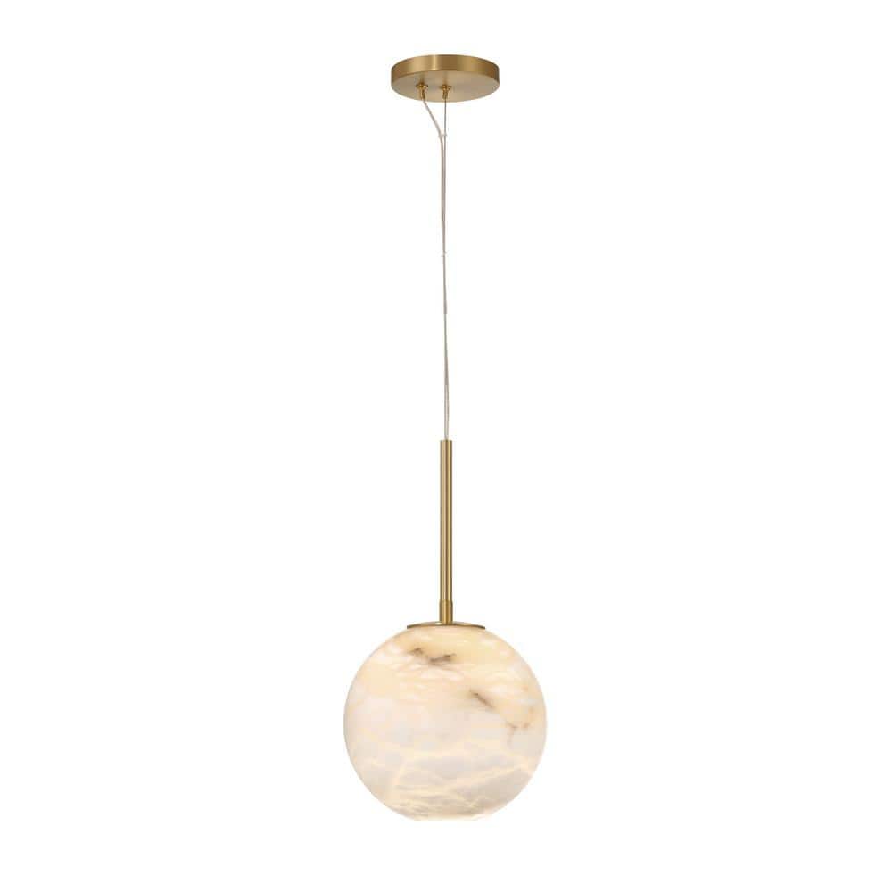 Gold Alabaster LED Pendant Light with Marble Shade