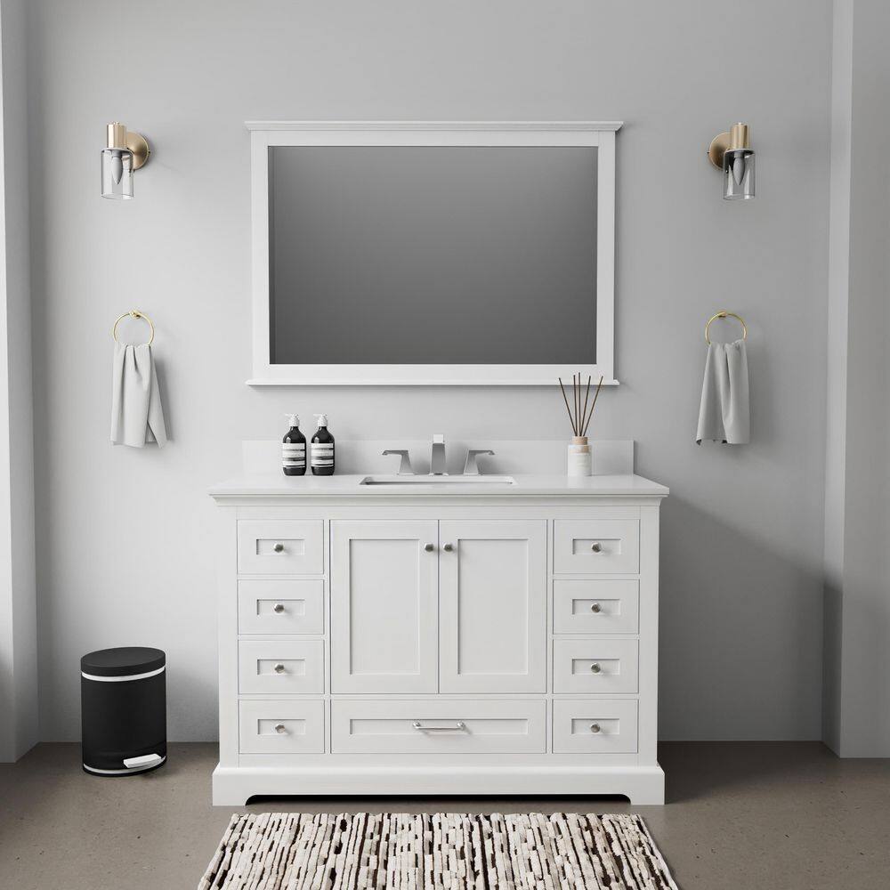 Dukes 48 in. W x 22 in. D White Single Bath Vanity and White Quartz Top price history on PriceWatchPro