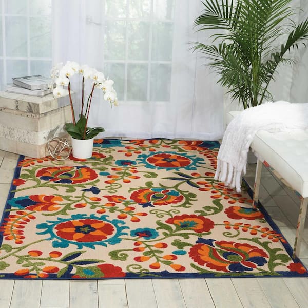 Aloha 10 ft. x 13 ft. Floral Patio Area Rug