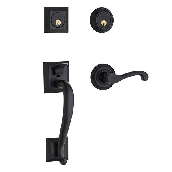 Baldwin Estate Collection Madison Double Cylinder Distressed Oil-Rubbed Bronze Left-Handed Door Handleset with Wave Lever