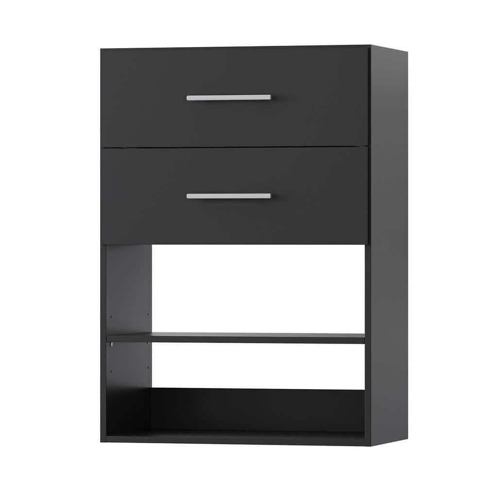 19.5 in. W Black Short Tower Wood Built In Closet Organizer Unit, Wood Closet System with 2 Drawers price history on PriceWatchPro