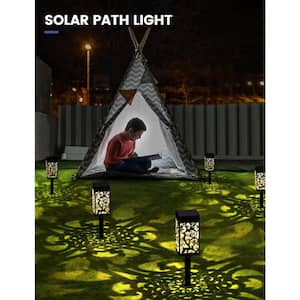Solar Powered Integrated LED Waterproof Stair Light 3000K Warm Light for Graves (6-Pack)