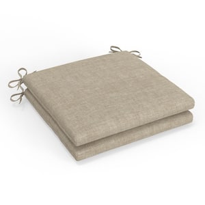 Solid Twill 20 in W x 3 in H Square Outdoor Chair Pad Cushion with Ties 2-Count in Splash Wheat