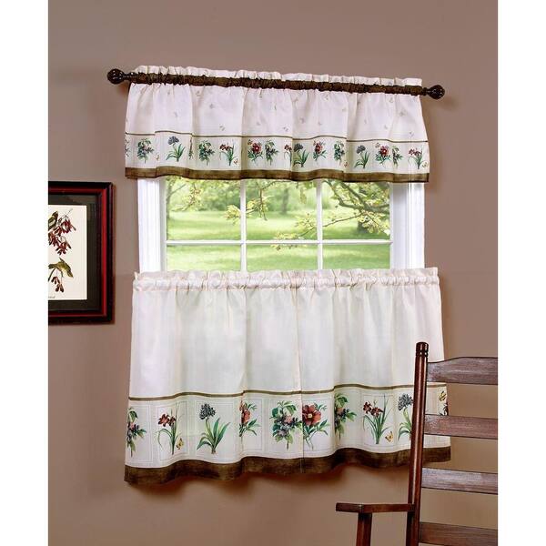 Achim 58 in. x 36 in. Botanical Printed Tier and Valance Set