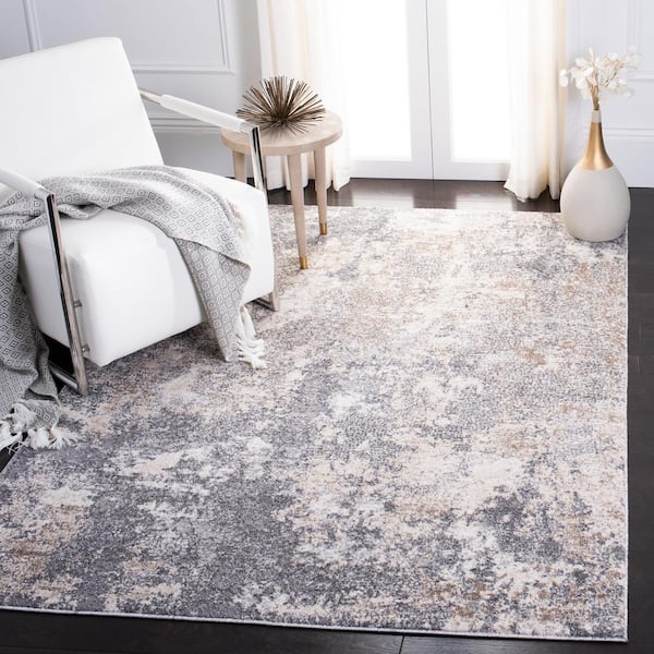 Aston Light Gray/Gray Doormat 3 ft. x 3 ft. Distressed Geometric Square Area Rug