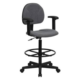 Gray Fabric Ergonomic Drafting Chair with Height Adjustable Arms (22.5 in. to 27 in. H or 26 in. to 30.5 in. H)