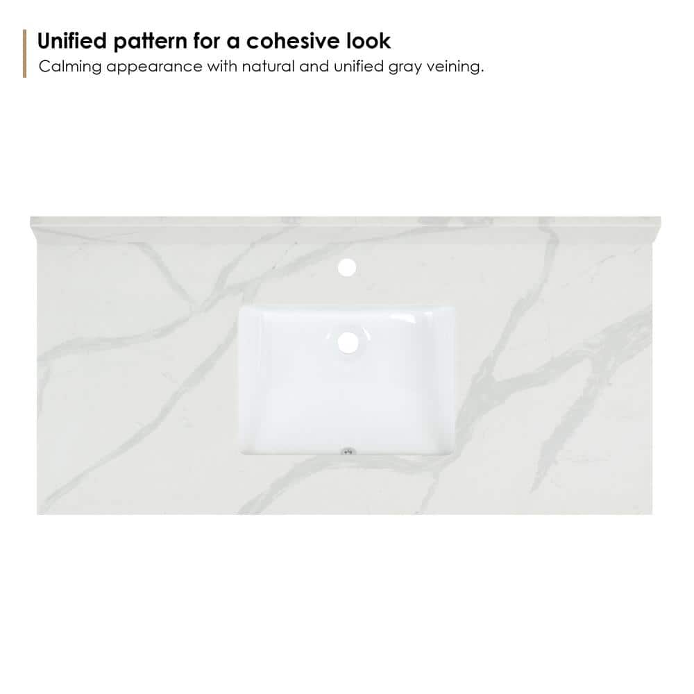 Arbios 48" Calacatta White Quartz Vanity Top with Sink
