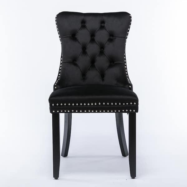 Black velvet studded discount chair