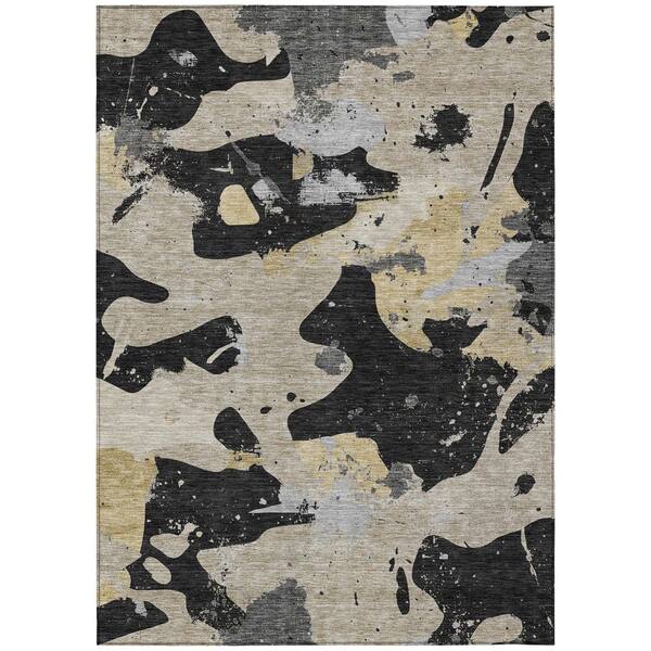 Chantille Machine Washable Indoor/Outdoor Abstract ACN3058 Black 10 ft. x 14 ft. Area Rug