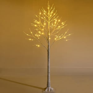 5 ft. Pre-Lit White Twig Birch Artificial Christmas Tree LED Lighted Branch and Tree