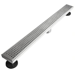 28 in. Stainless Steel Linear Shower Drain with Square Pattern Surface