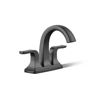 Rubicon 4 in. Centerset Double Handle High Arc Bathroom Faucet in Matte Black