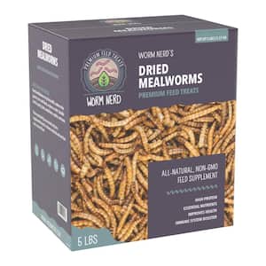 Worm Nerd Dried Mealworms High Protein and Fiber Treat for Chickens, Birds, Reptiles, Amphibians, Fish 5 lbs.