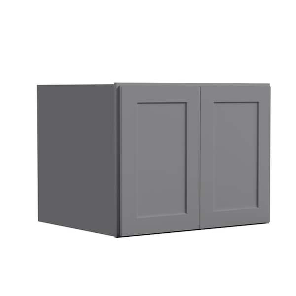 30 in. W x 24 in. D x 24 in. H in Shaker Grey Plywood Ready to Assemble Kitchen Wall Cabinets with 2 Doors
