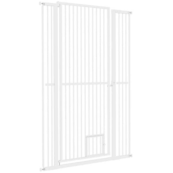 59in. Extra Tall Pet Gate for Cats 30-41in. Dog Gate with Cat Door 1.4in. Narrow Gap 2.8in.&5.5in. Extension for Doorway