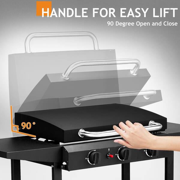 thumbnail interactive-video image 1 of SKOK 3-Burner Gas Griddle - 23.3 Inch Outdoor Propane Griddle With 45,000 BTU, Hood & Portable Design 1 of 6