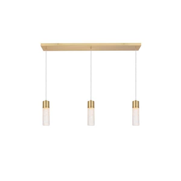 Unbranded 4.72 in. Simply Living 3-Light Gold Integrated LED Pendant Light