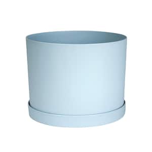 6 in. Misty Blue Mathers Resin Planter w/Saucer Tray