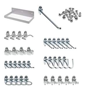 12 in. W x 6 in. D Hook Assortment and DuraBoard Shelf in White (36-Pieces)