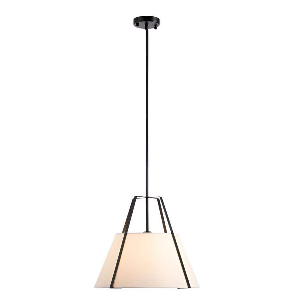 Ellrich 1-Light Black Pendant Light with Fabric Shade UPC347 Ellrich 1-Light Black Pendant Light with Fabric Shade UPC347
